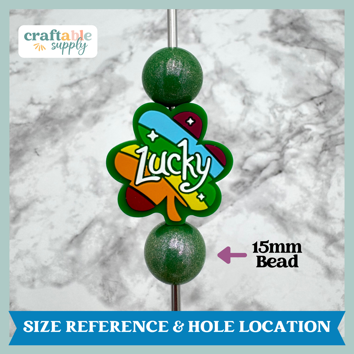 Lucky Rainbow Clover Silicone Focal Bead