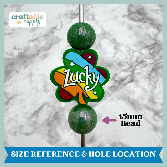 Lucky Rainbow Clover Silicone Focal Bead