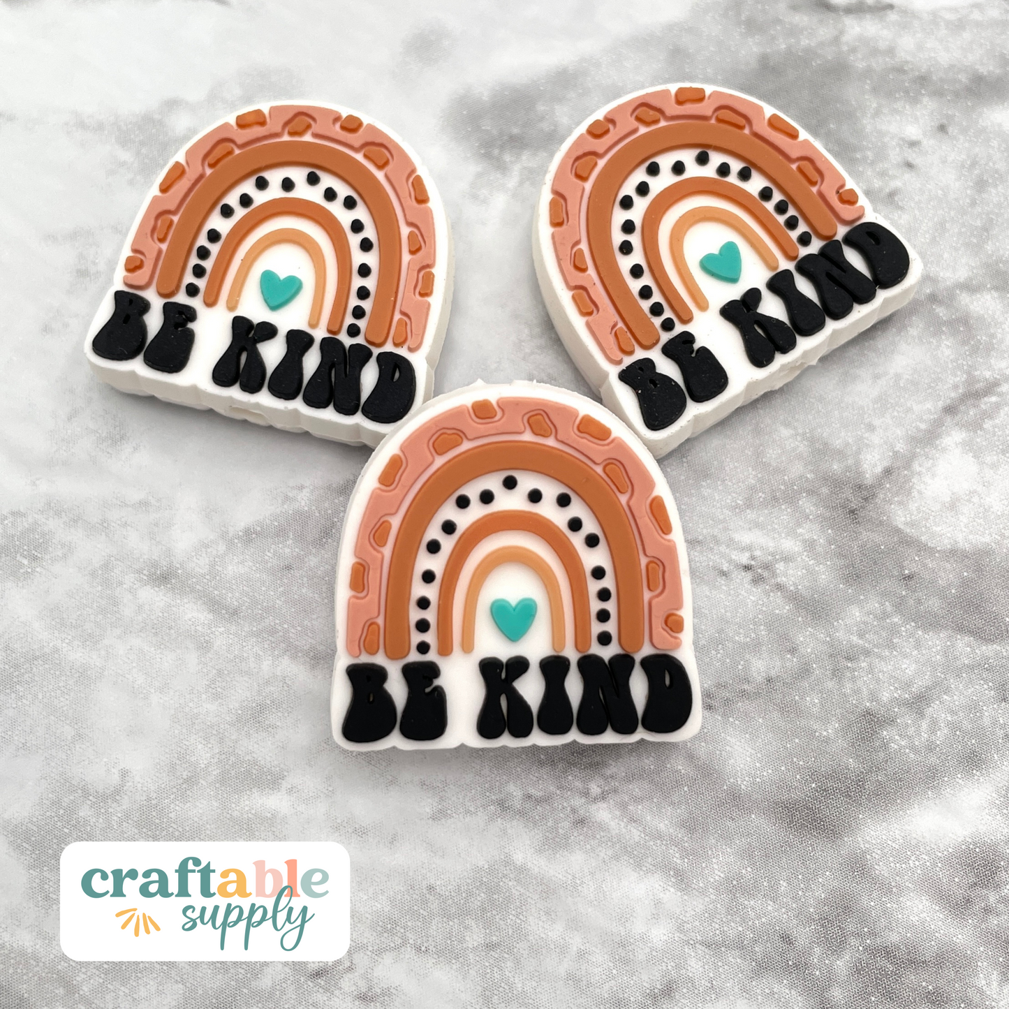 Be Kind Rainbow Soft PVC Focal Bead