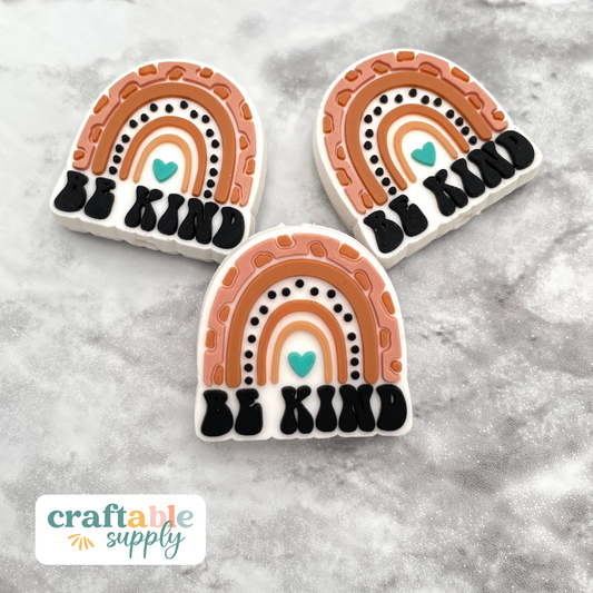 Be Kind Rainbow Soft PVC Focal Bead