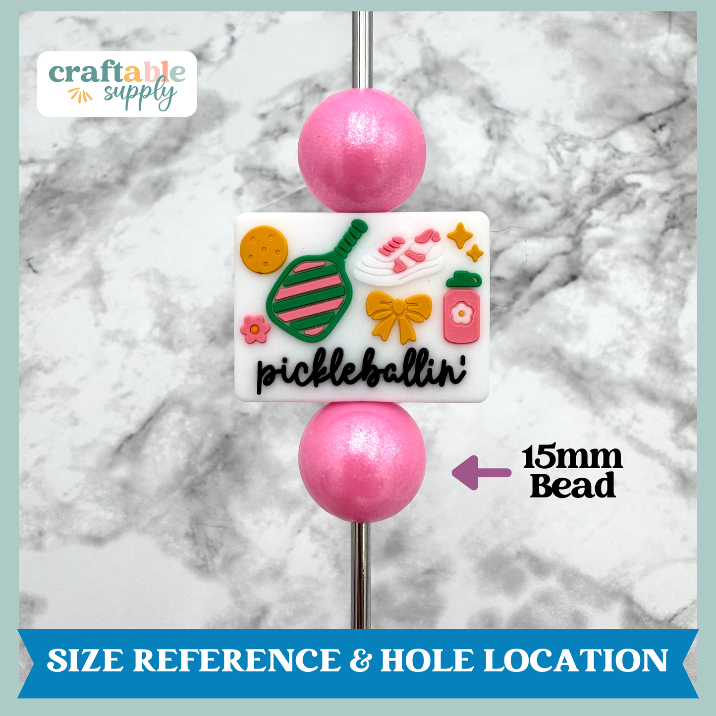 Pickleballin' Silicone Focal Bead