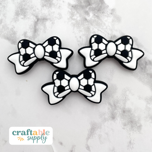 Soccer Bow Silicone Focal Bead