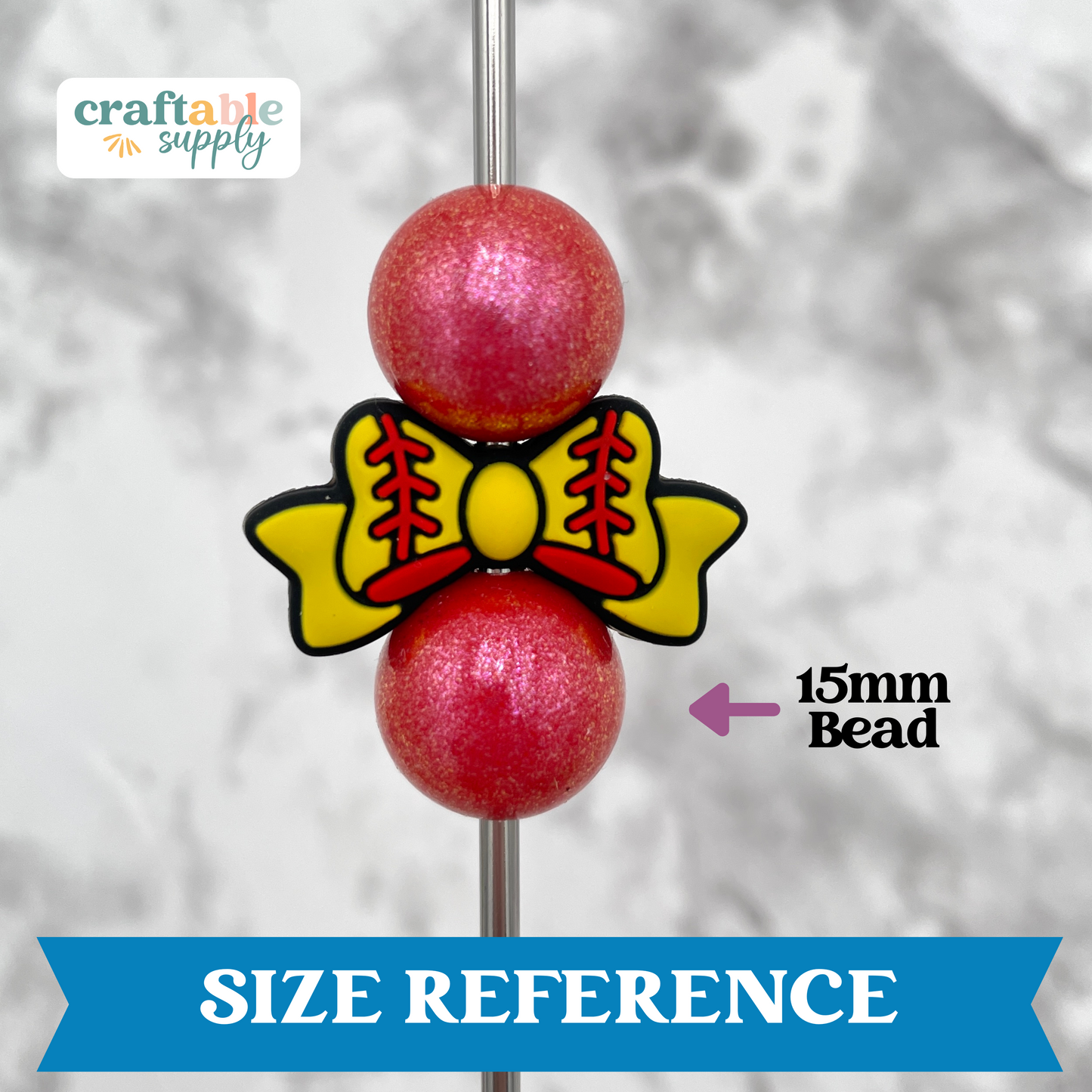 Softball Bow Silicone Focal Bead