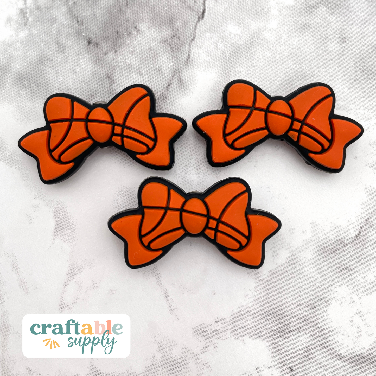 Basketball Bow Silicone Focal Bead