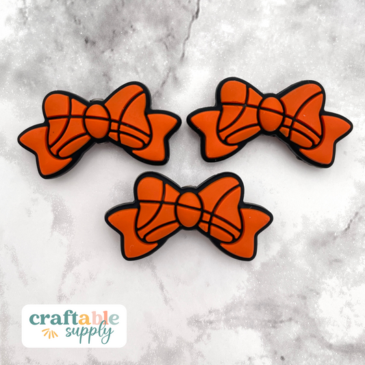 Basketball Bow Silicone Focal Bead