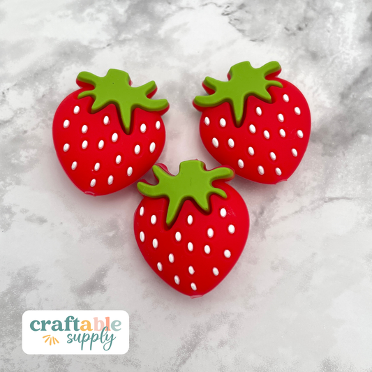 Strawberry Silicone Focal Bead