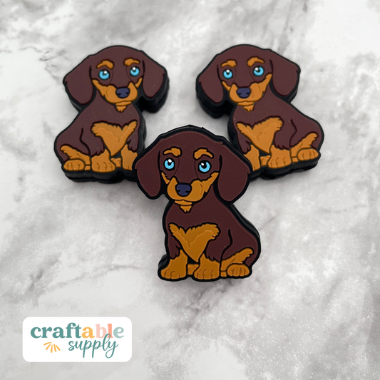 Dachshund Puppy Dog Silicone Focal Bead