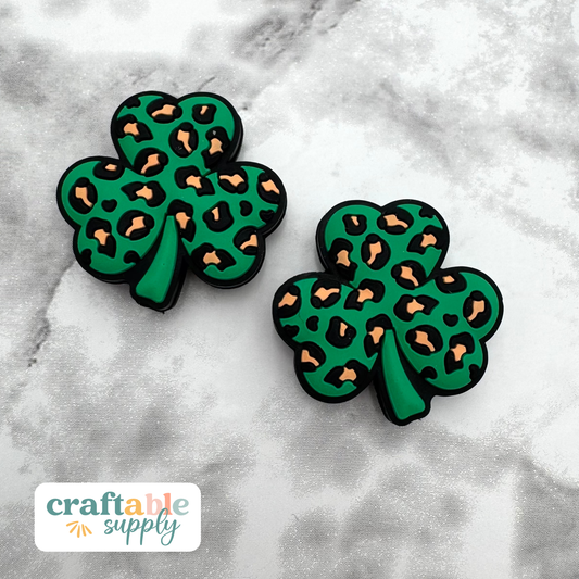 Leopard Clover Silicone Focal Bead