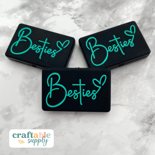 Besties Rectangular Silicone Focal Bead