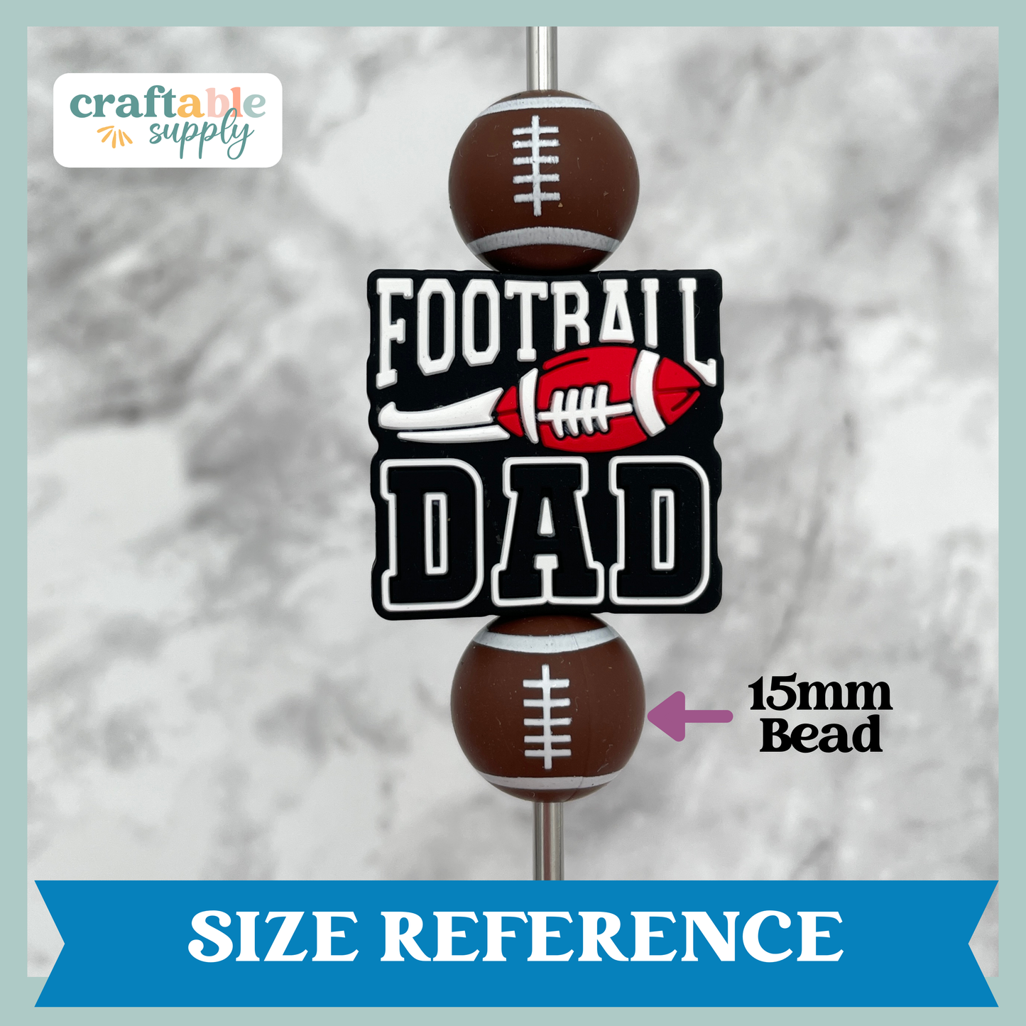 Football Dad Silicone Focal Bead