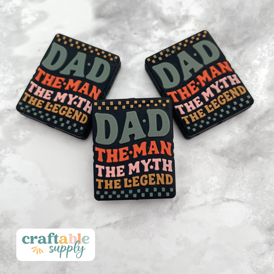Dad The Man, Myth, Legend Silicone Focal Bead