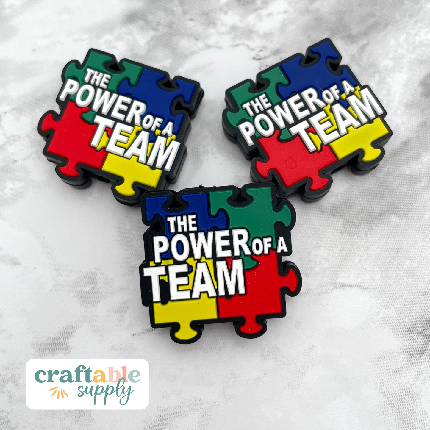 The Power of a Team Autism Silicone Focal Bead