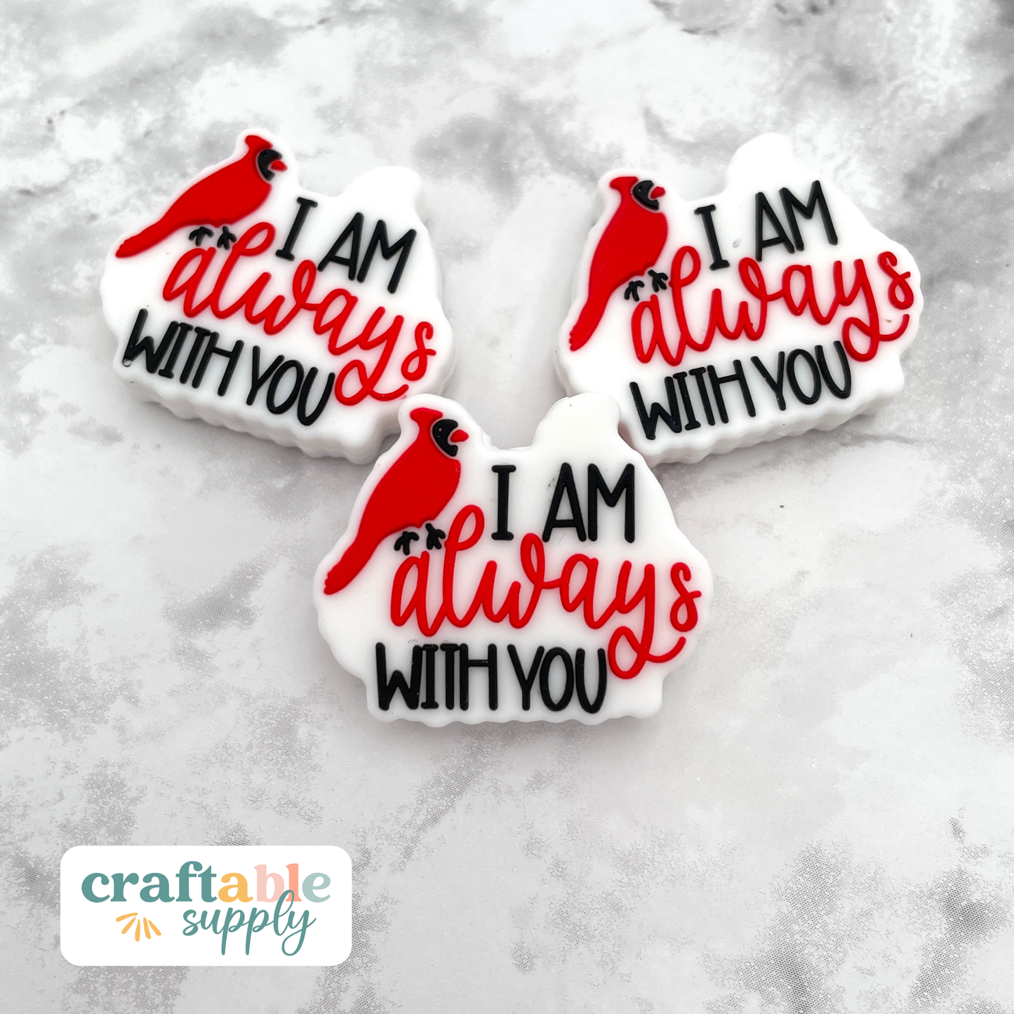 I Am Always With You Cardinal Silicone Focal Bead
