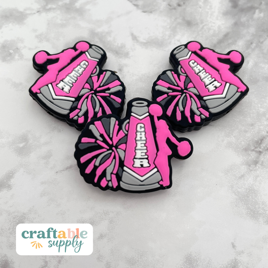 Cheer Pom Pom Silicone Focal Bead