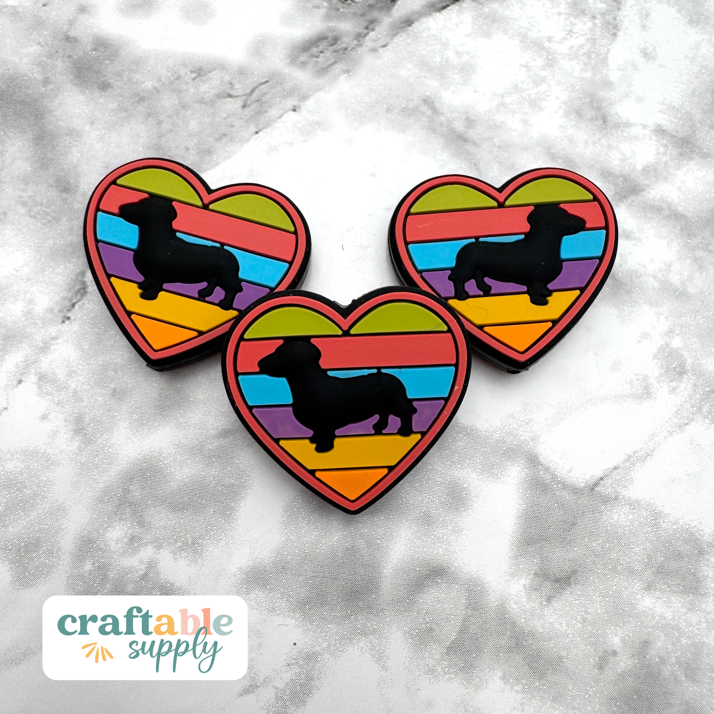 Dachshund Heart Silicone Focal Bead