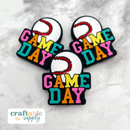 Baseball Game Day Silicone Focal Bead