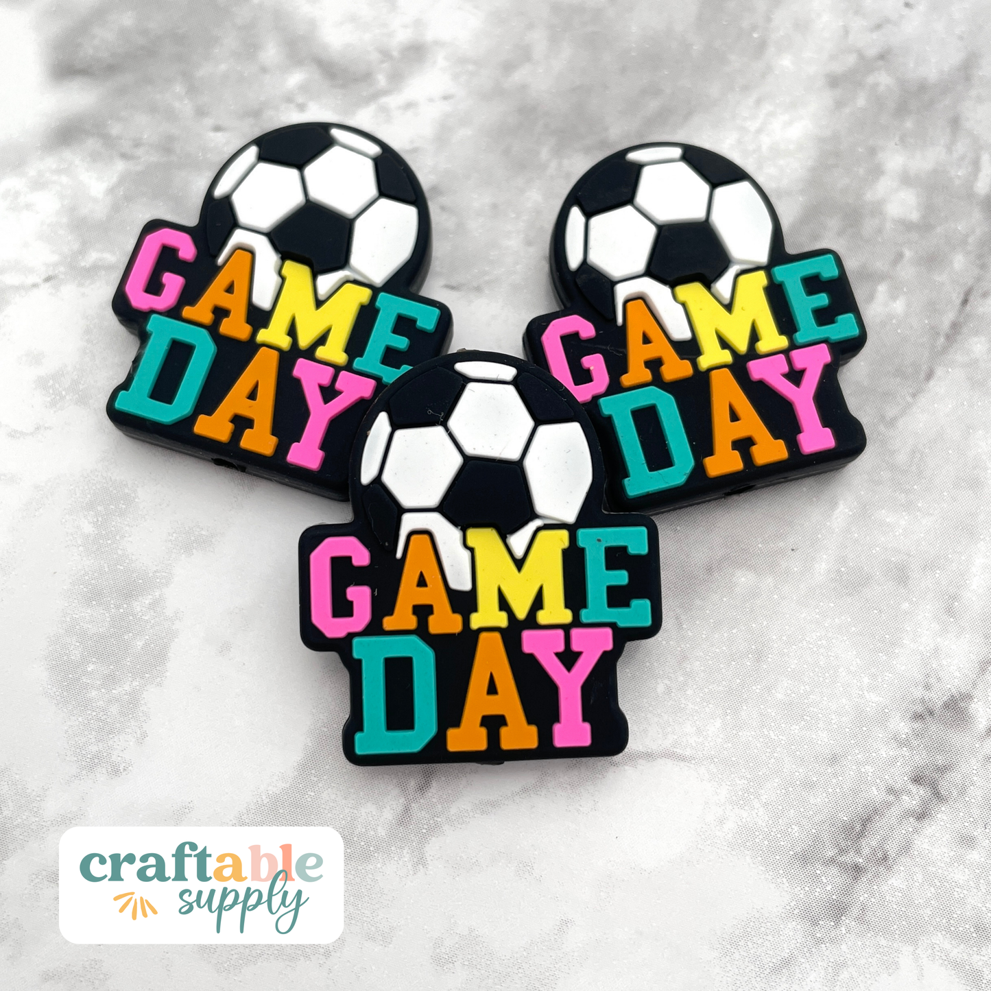 Soccer Game Day Silicone Focal Bead