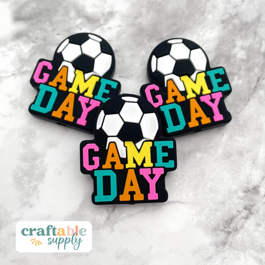 Soccer Game Day Silicone Focal Bead