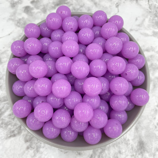 15mm Round Silicone Beads - Purple Jelly Glitter