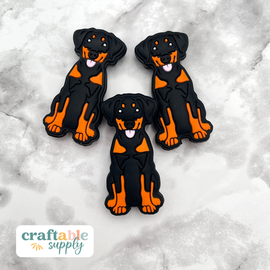 Doberman Puppy Dog Silicone Focal Bead