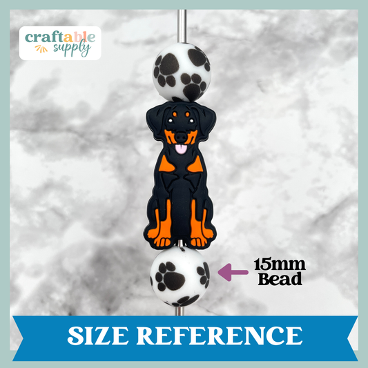 Doberman Puppy Dog Silicone Focal Bead