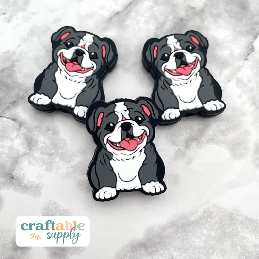 Bulldog Puppy Dog Silicone Focal Bead