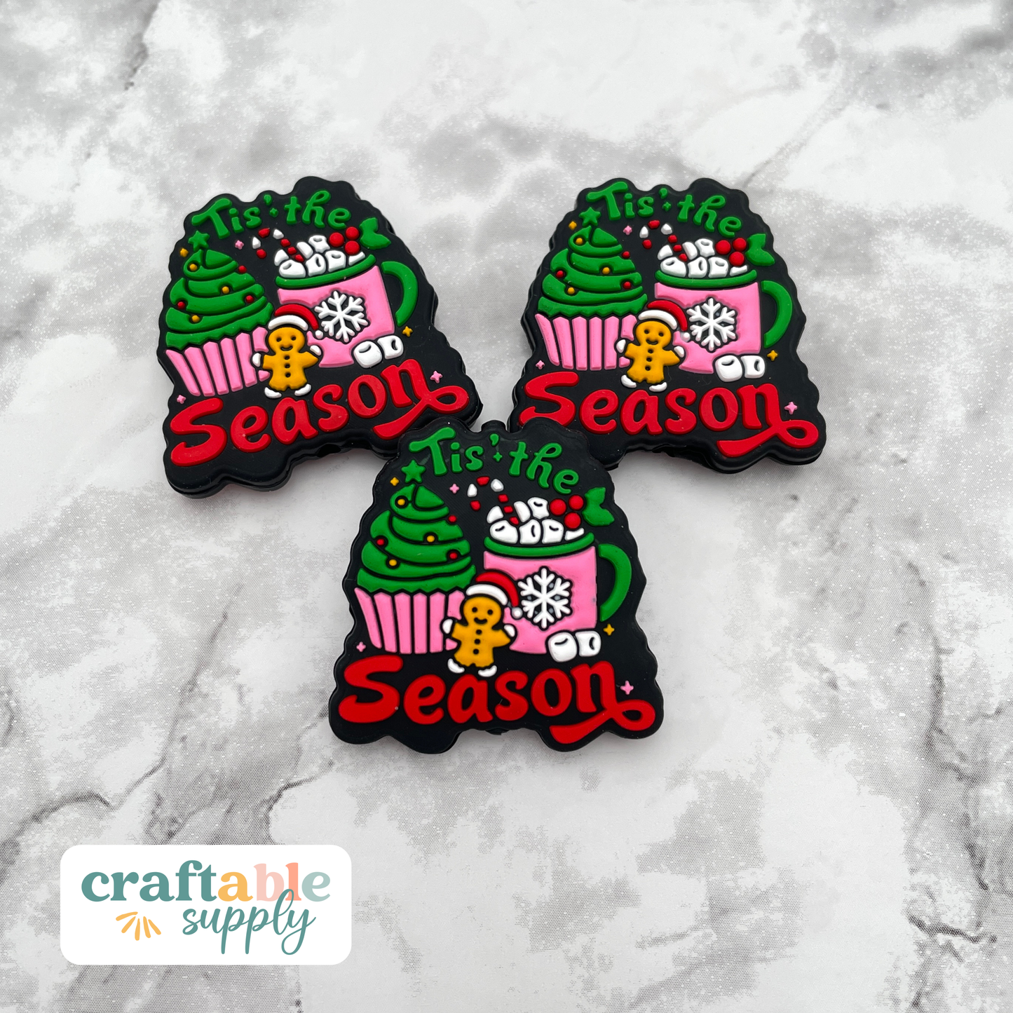 Tis the Season Cupcakes Silicone Focal Bead