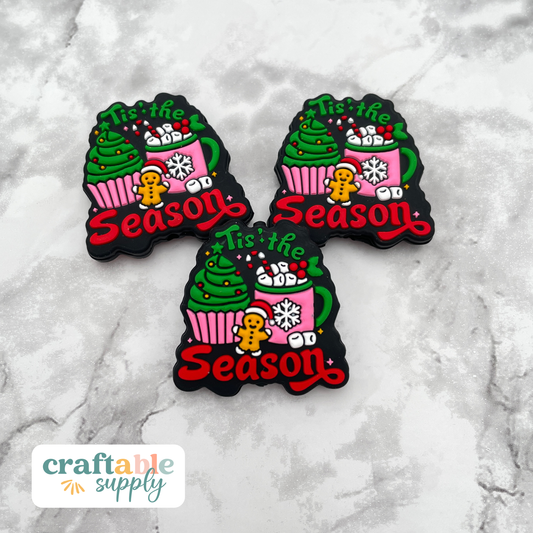 Tis the Season Cupcakes Silicone Focal Bead