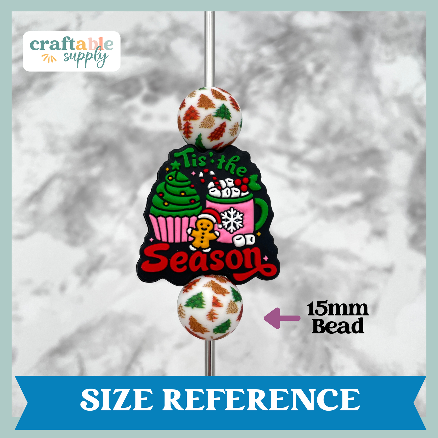 Tis the Season Cupcakes Silicone Focal Bead