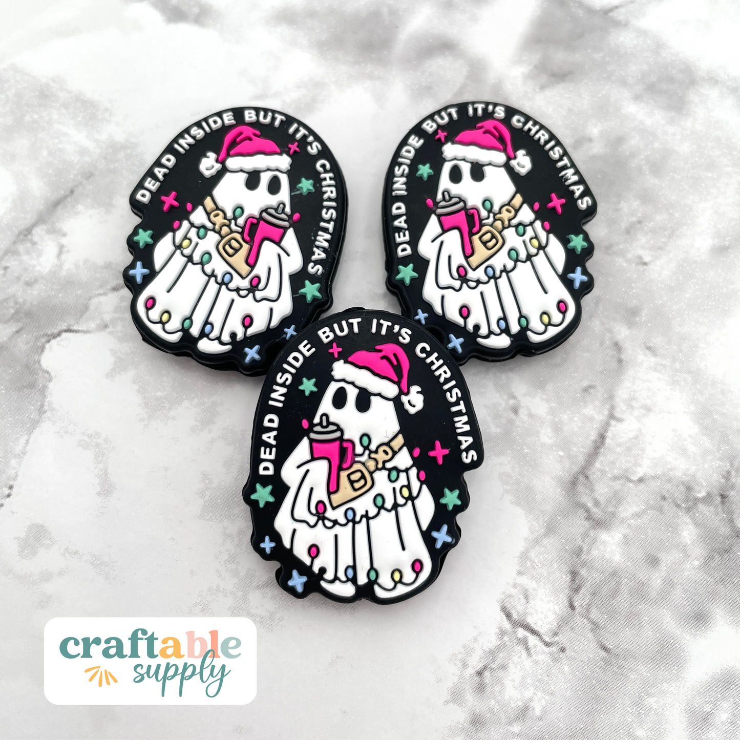 Dead Inside But Its Christmas Silicone Focal Bead