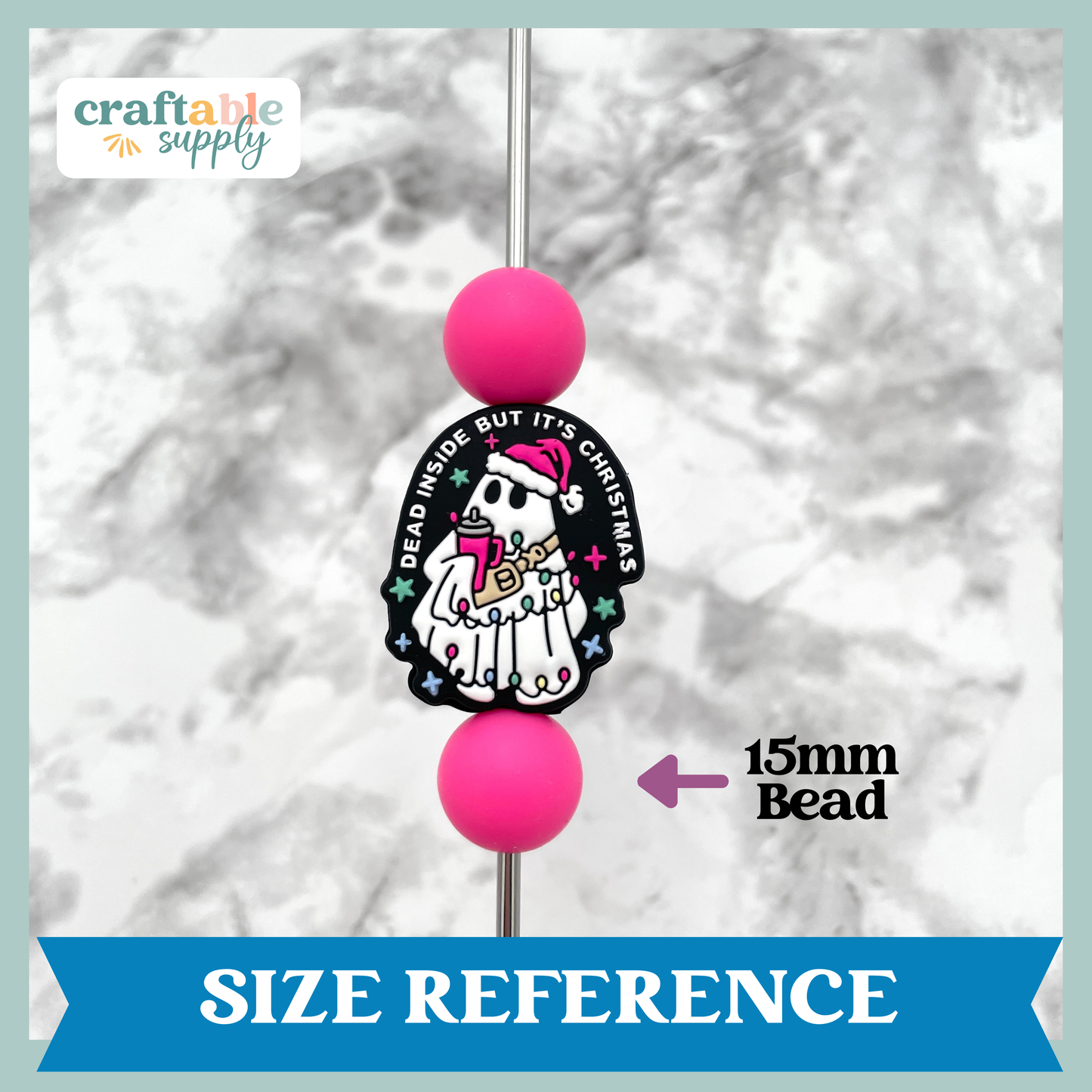 Dead Inside But Its Christmas Silicone Focal Bead