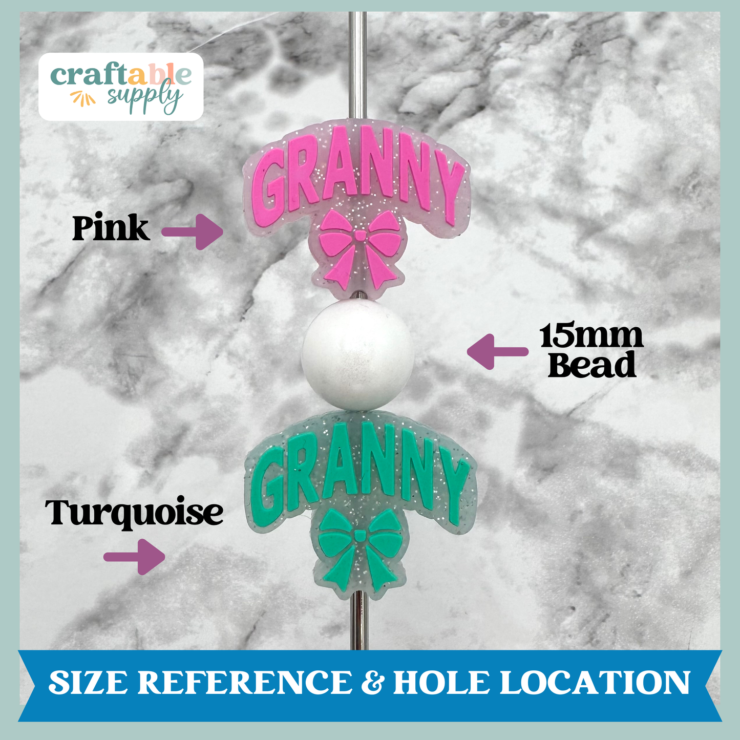Granny Bow Silicone Focal Bead