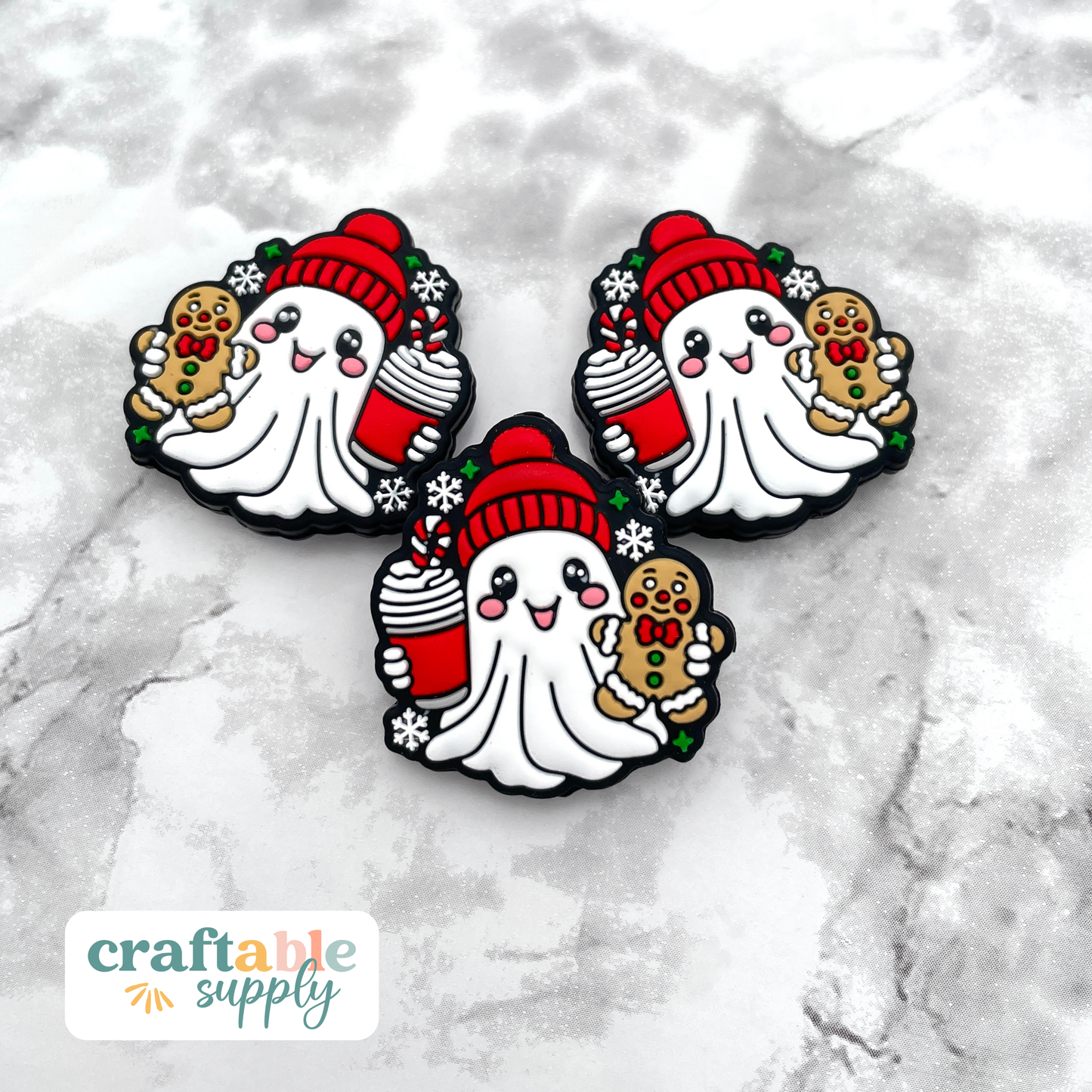 Christmas Spirit Ghost Silicone Focal Bead