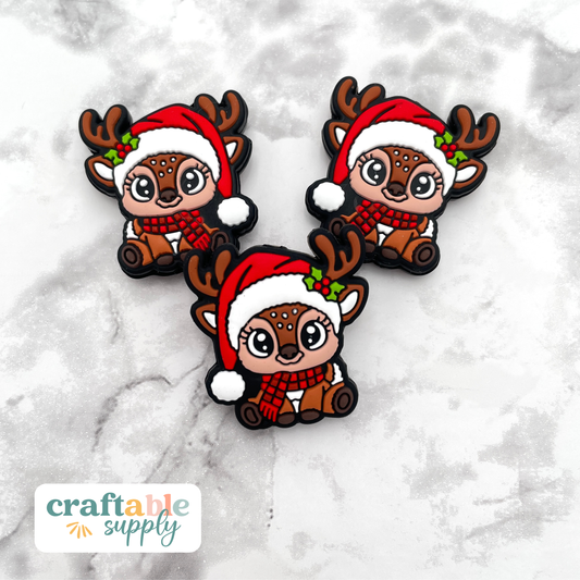 Cute Baby Reindeer Silicone Focal Bead