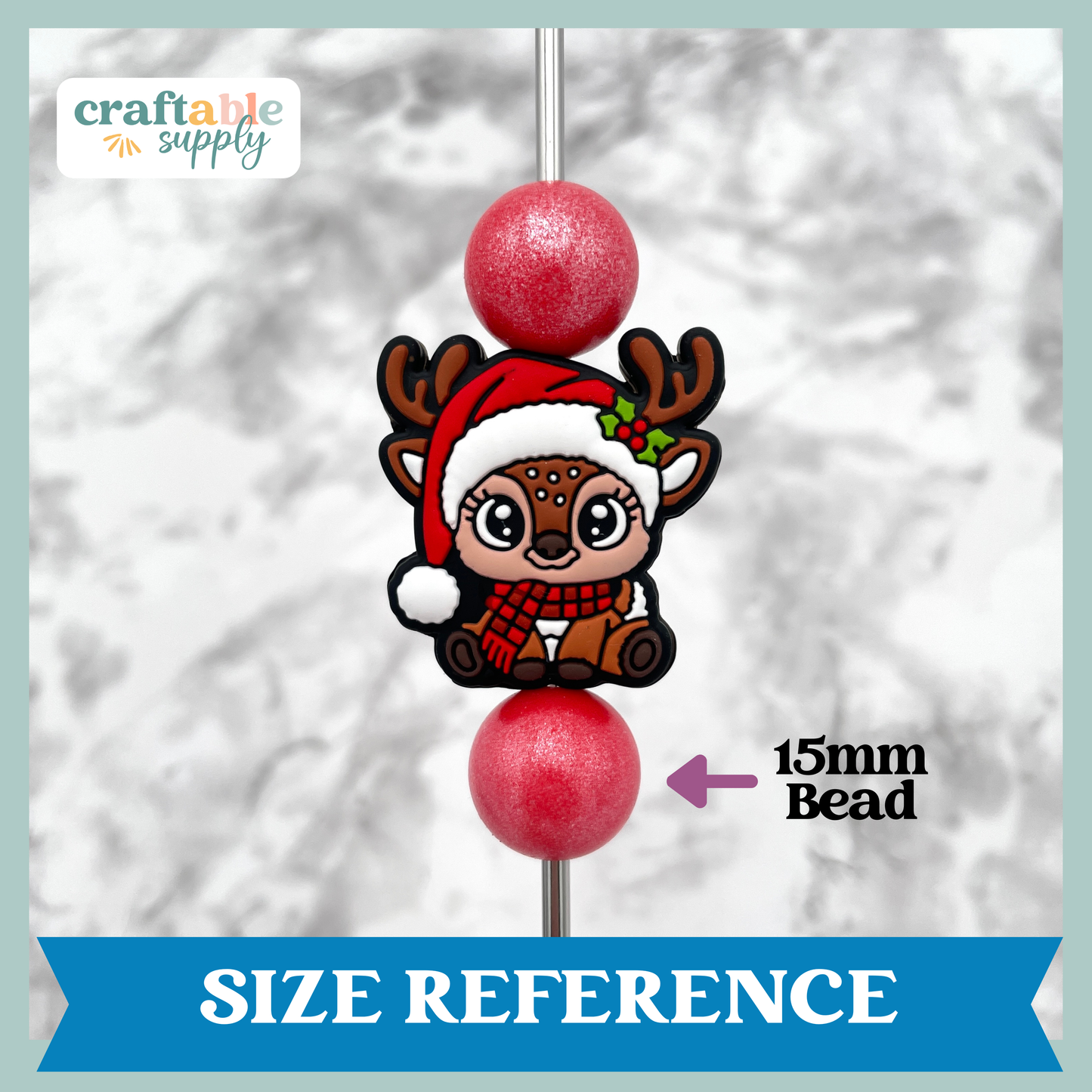 Cute Baby Reindeer Silicone Focal Bead