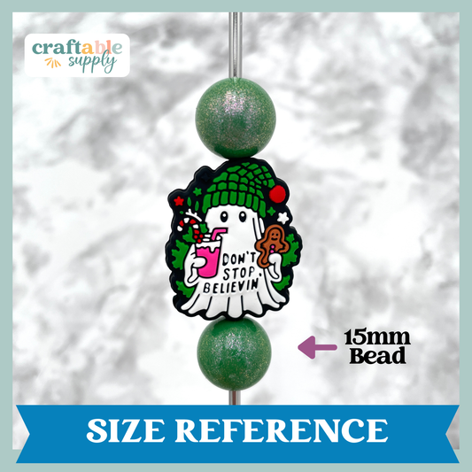 Don't Stop Believin Christmas Ghost Silicone Focal Bead