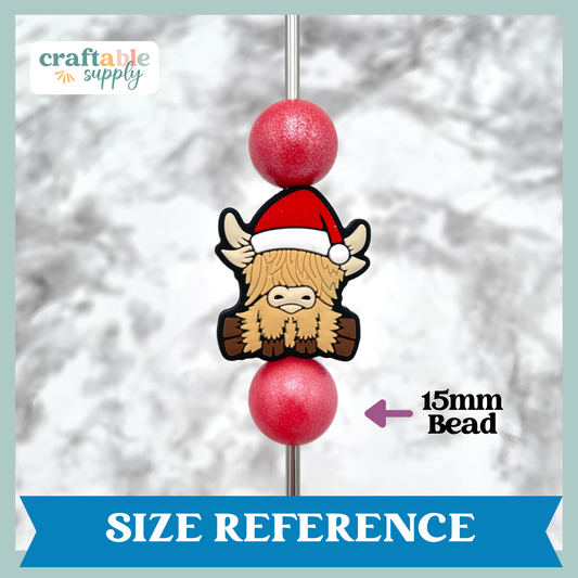 Christmas Highland Cow Silicone Focal Bead
