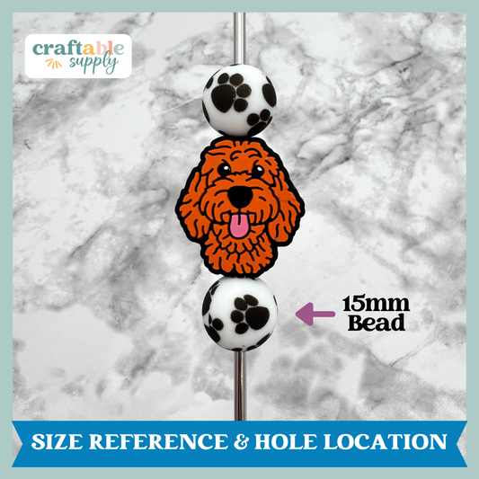 Doodle Dog Silicone Focal Bead