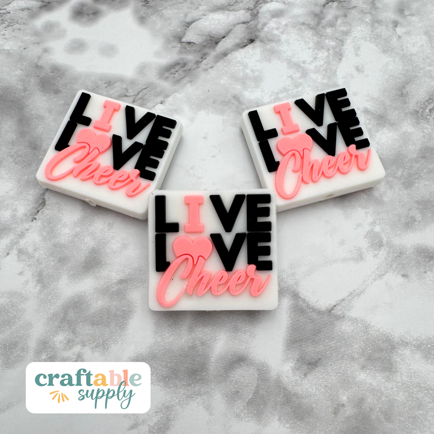 Live Love Cheer Soft PVC Focal Bead