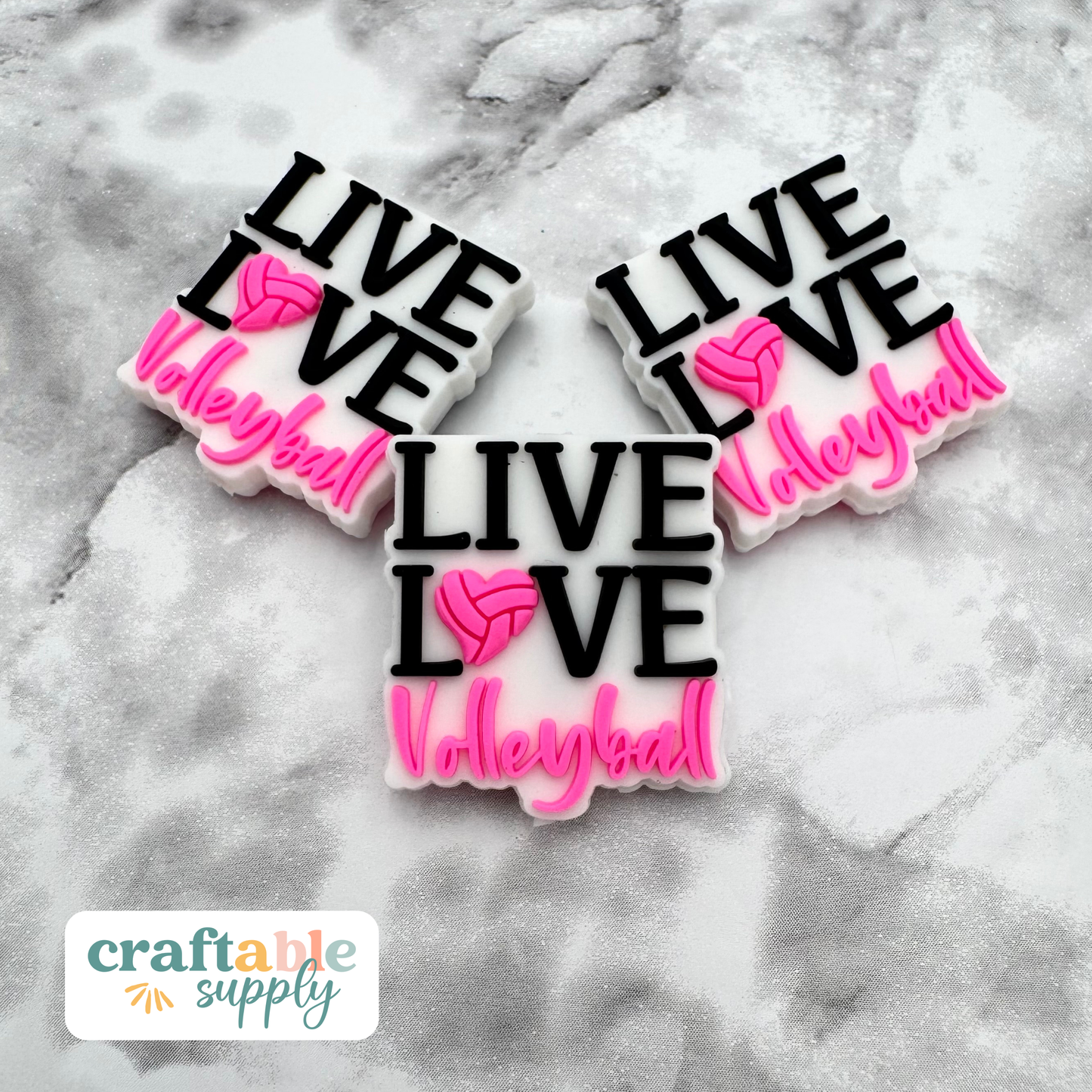 Live Love Volleyball Soft PVC Focal Bead