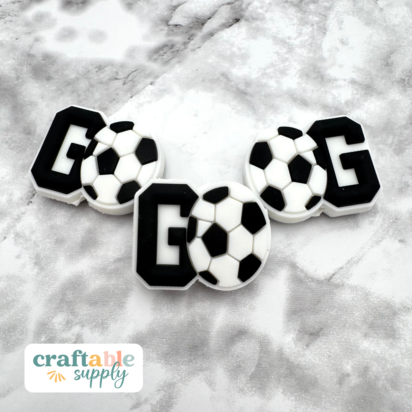 GO Soccer Ball Soft PVC Focal Bead
