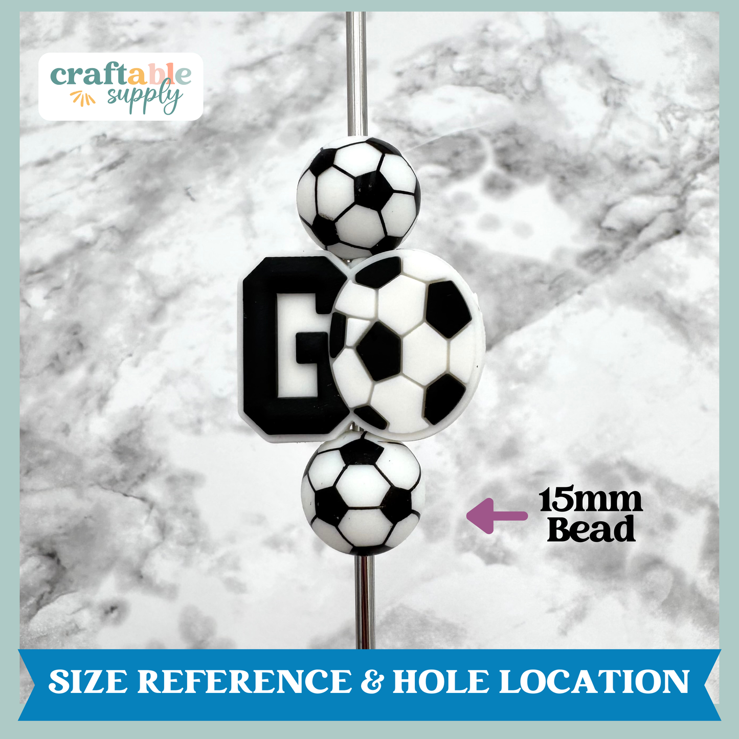 GO Soccer Ball Soft PVC Focal Bead