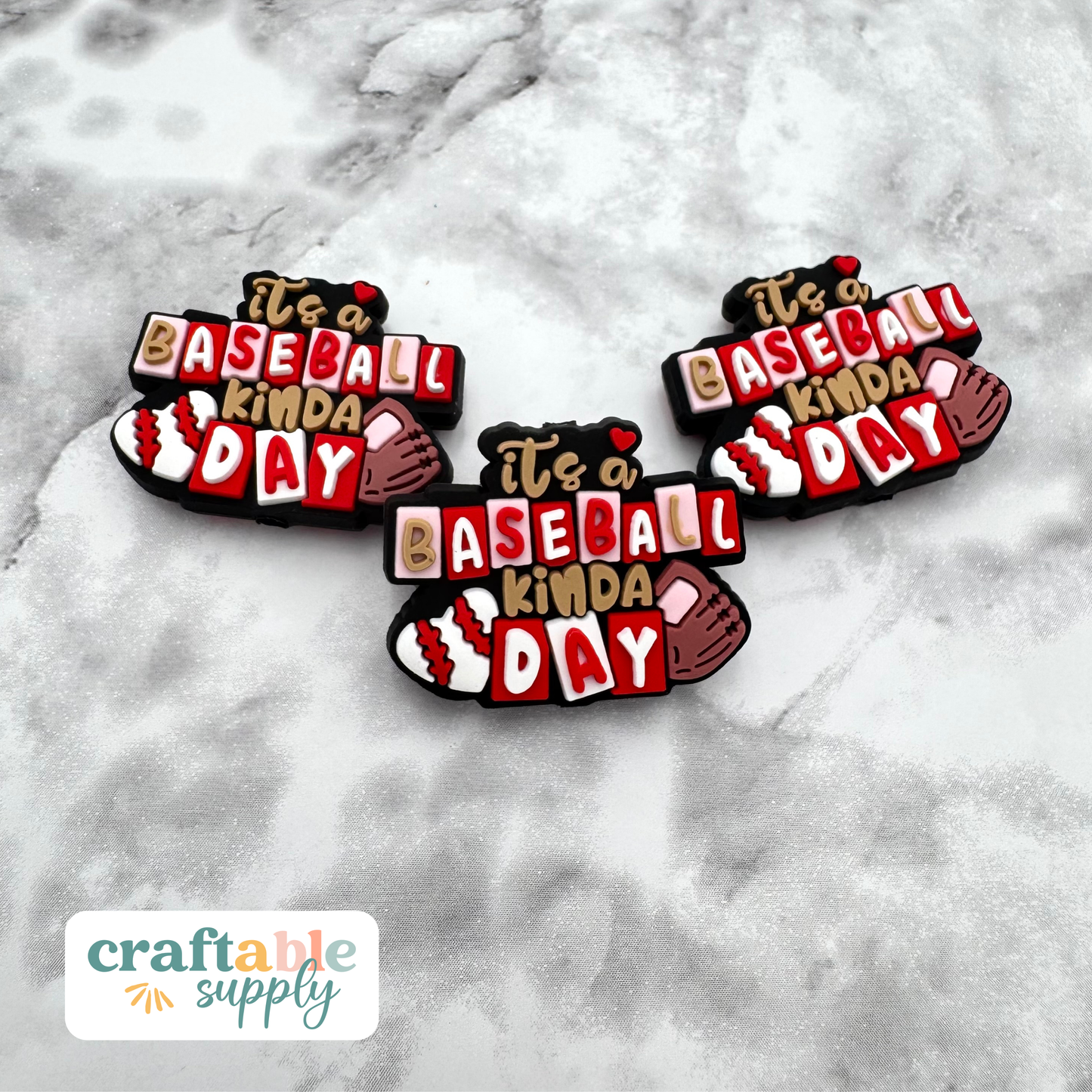 Its a Baseball Kinda Day Soft PVC Focal Bead