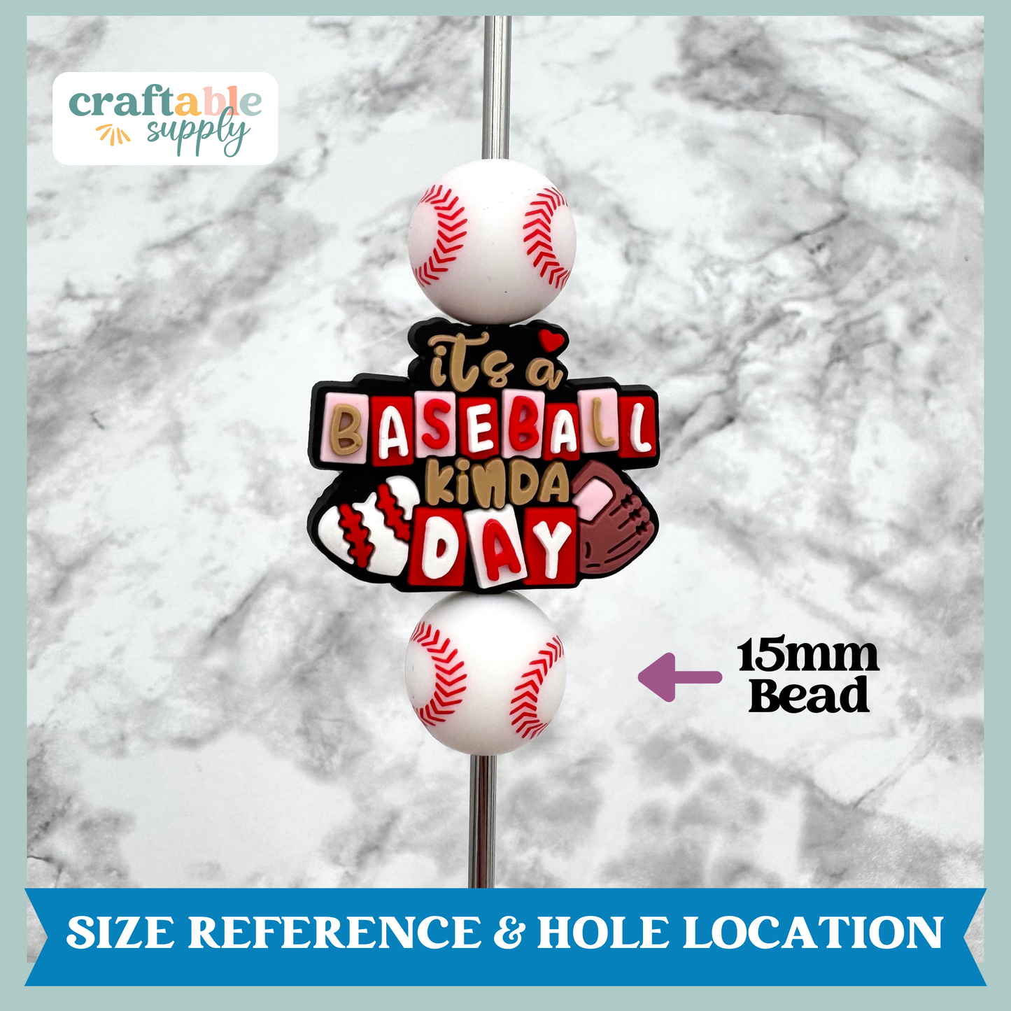 Its a Baseball Kinda Day Soft PVC Focal Bead