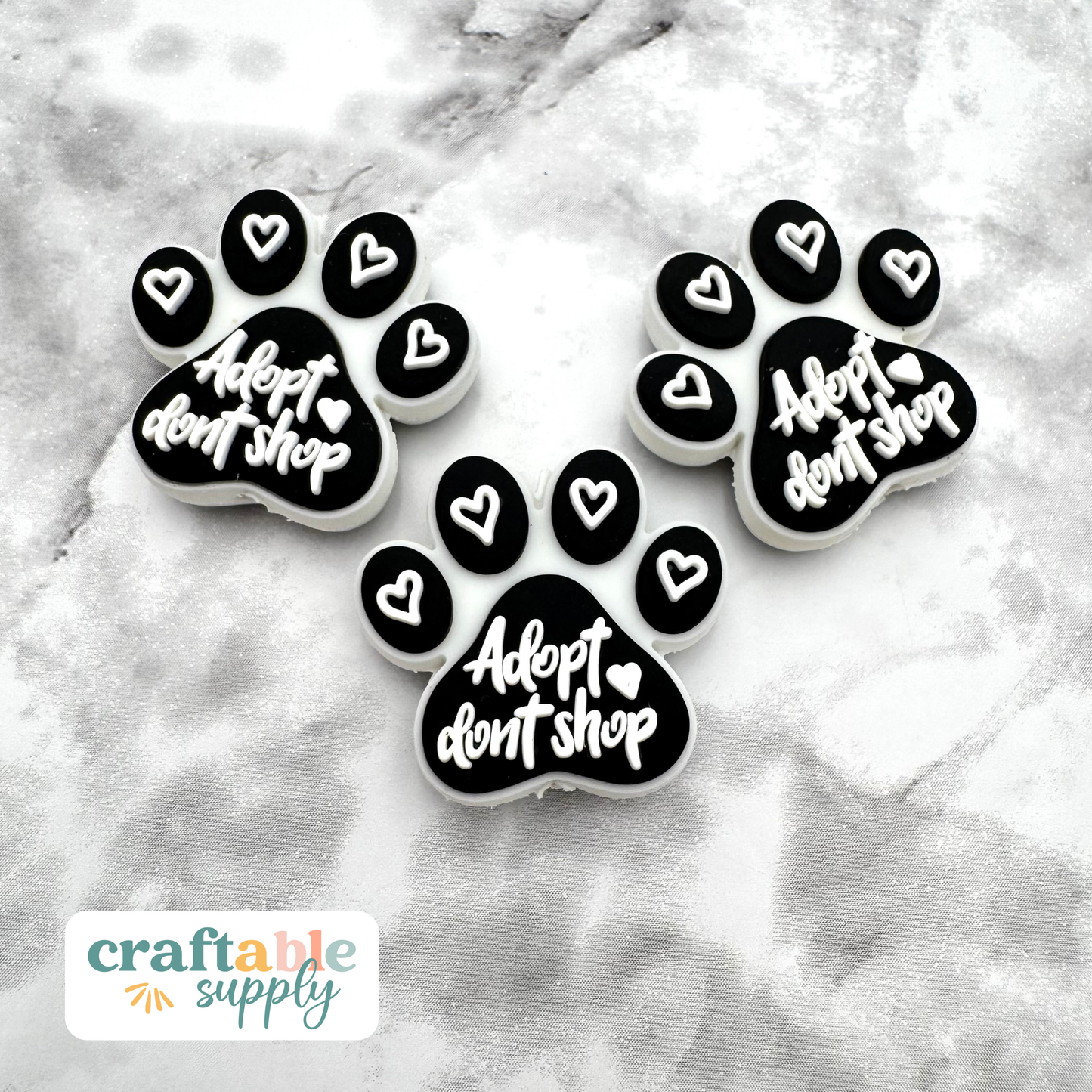 Adopt Dont Shop Paw Soft PVC Focal Bead