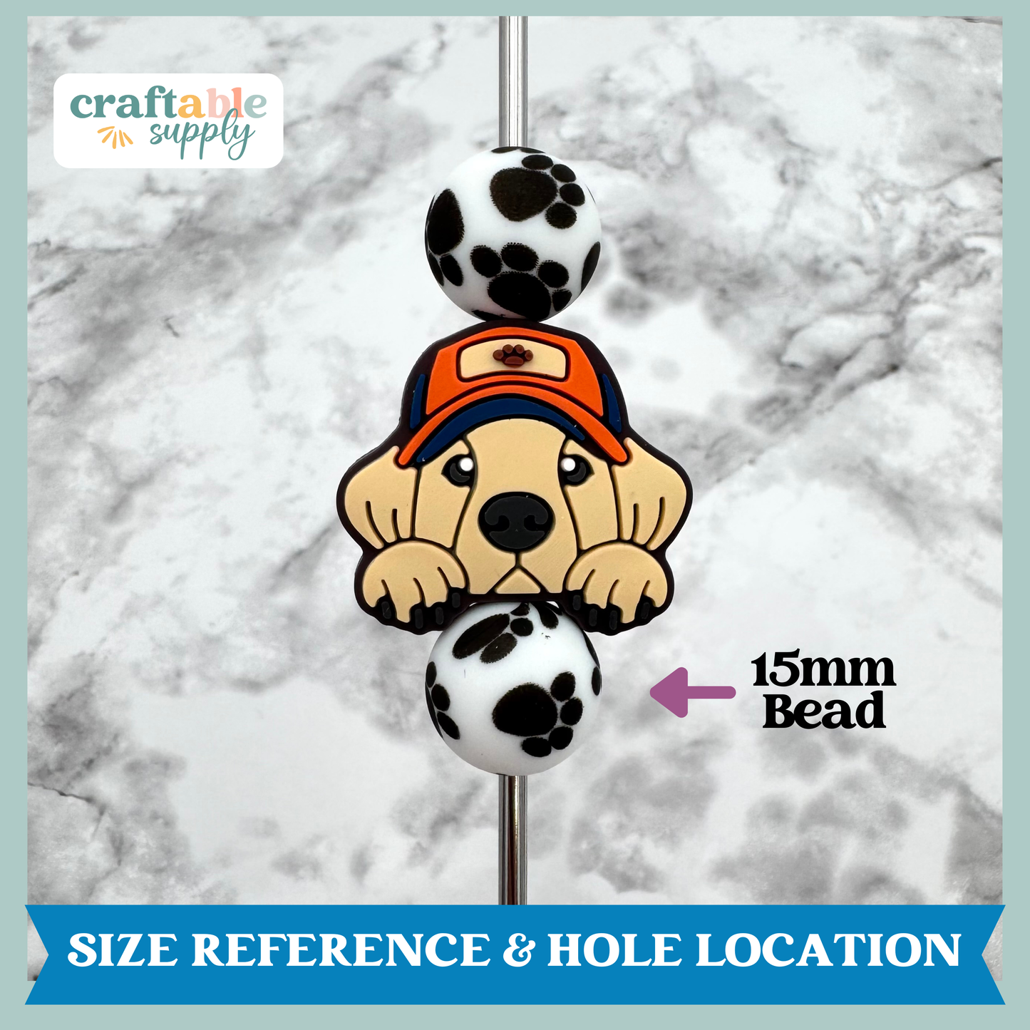 Golden Retriever Trucker Hat Soft PVC Focal Bead