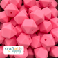 Hex 14mm Silicone Beads - Sakura Pink