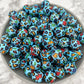 15mm Round Silicone Beads - Puzzle Leopard Print