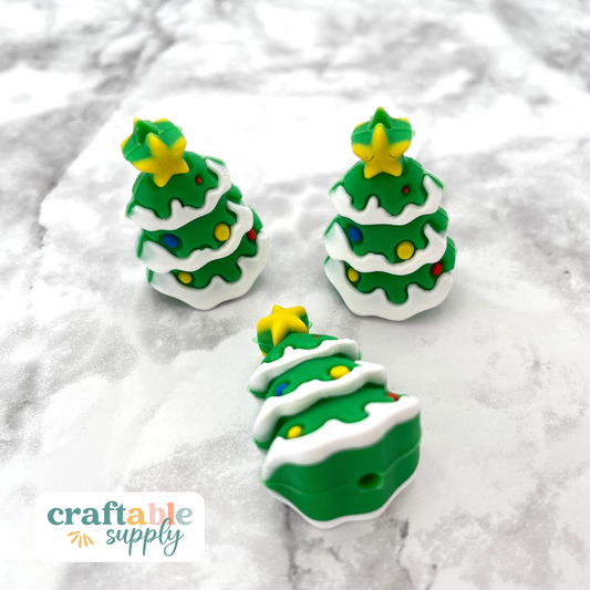 3D Christmas Tree Silicone Focal Bead