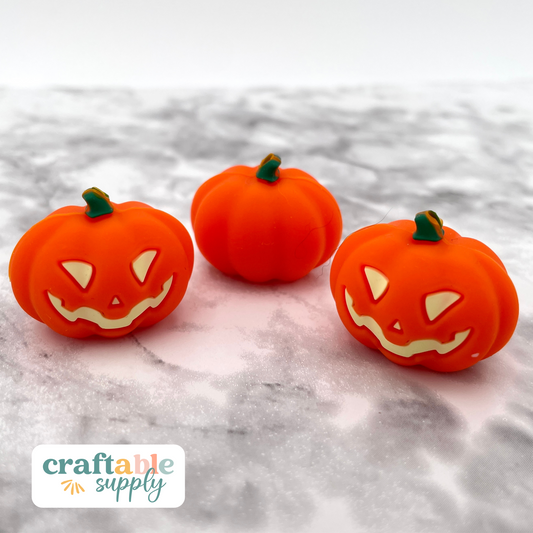 3D Jack o Lantern Silicone Focal Bead